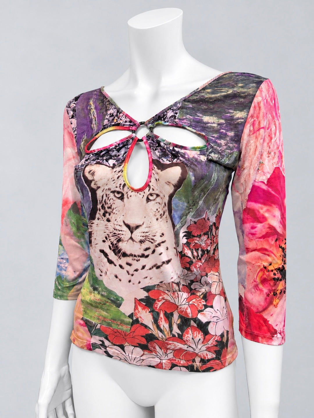 Just Cavalli vintage leopard cut-out top
