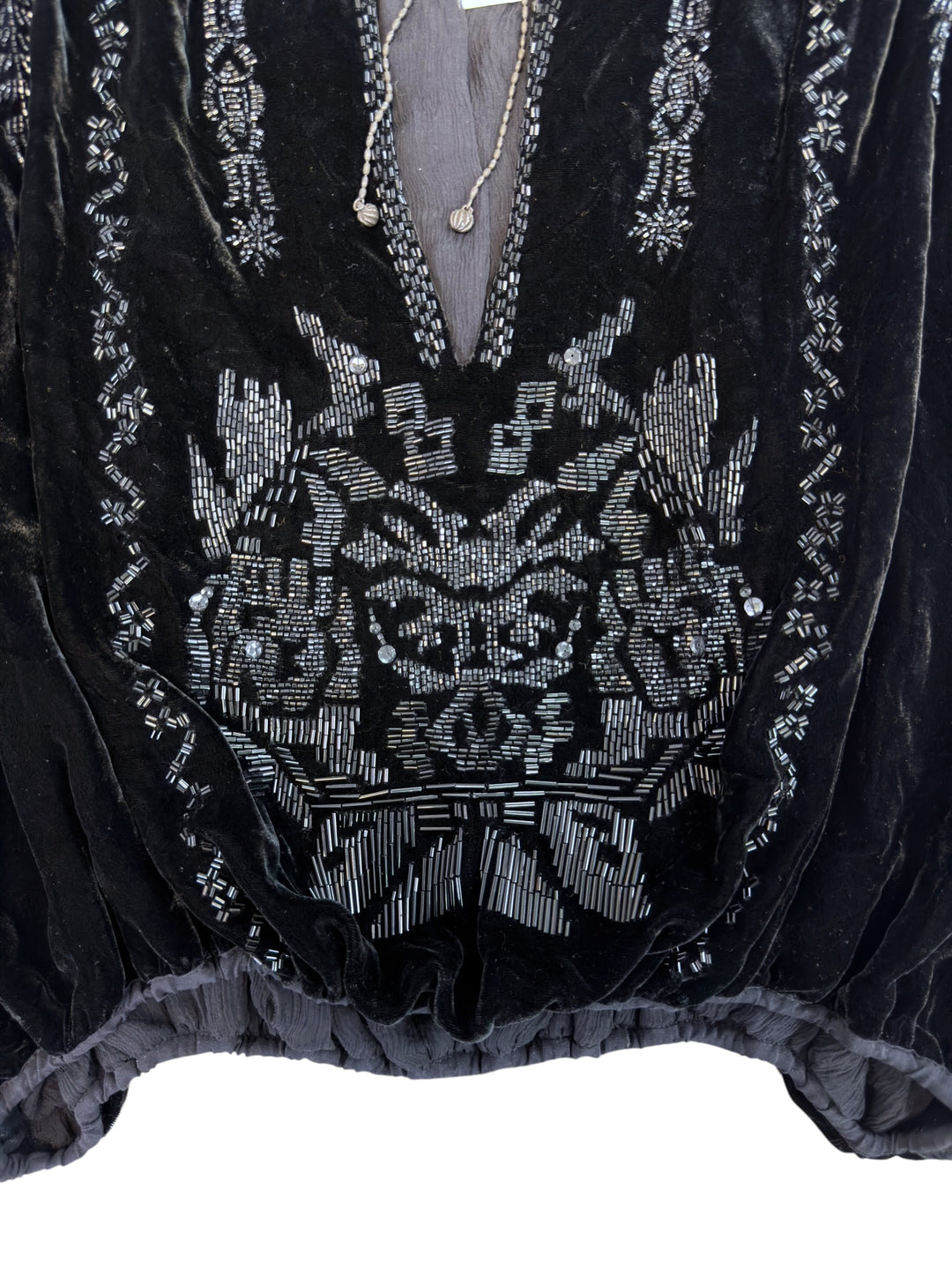 Jean Paul Gaultier Femme FW2006 deadstock beaded velvet blouse