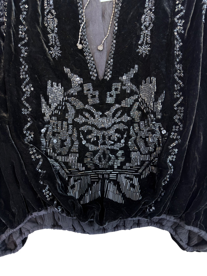 Jean Paul Gaultier Femme FW2006 deadstock beaded velvet blouse