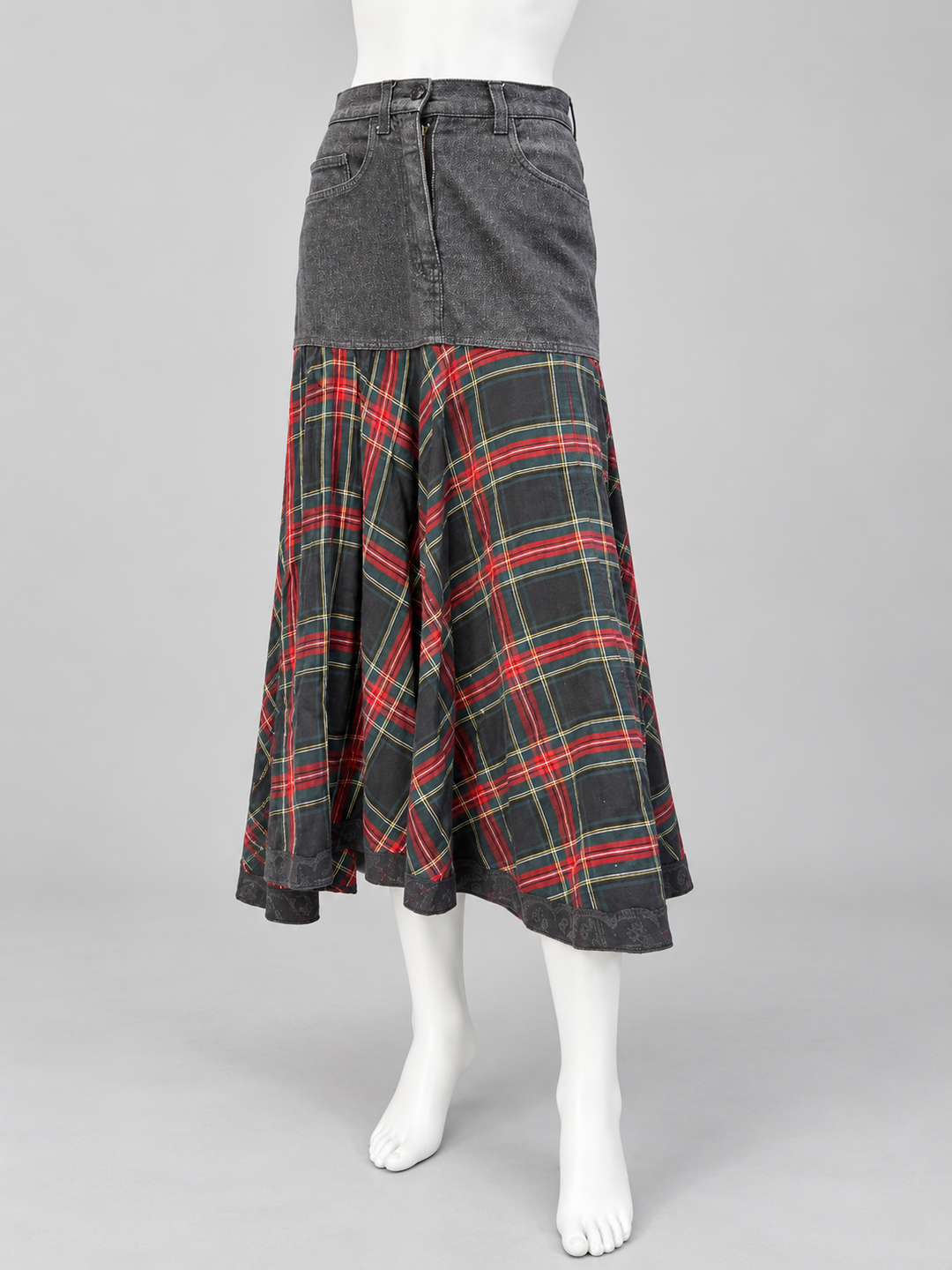 Moschino jeans denim tartan maxi skirt