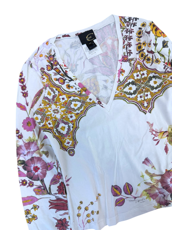 Just Cavalli floral baroque print top xs
