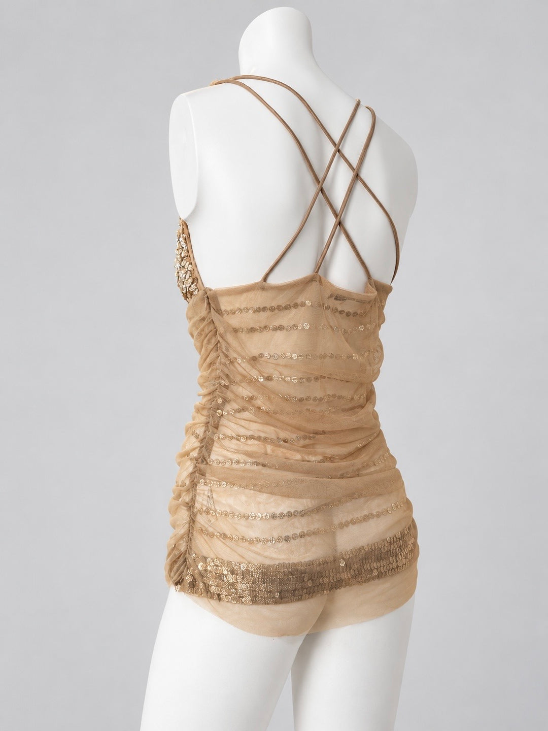 Cristinaeffe gold sequin mesh top