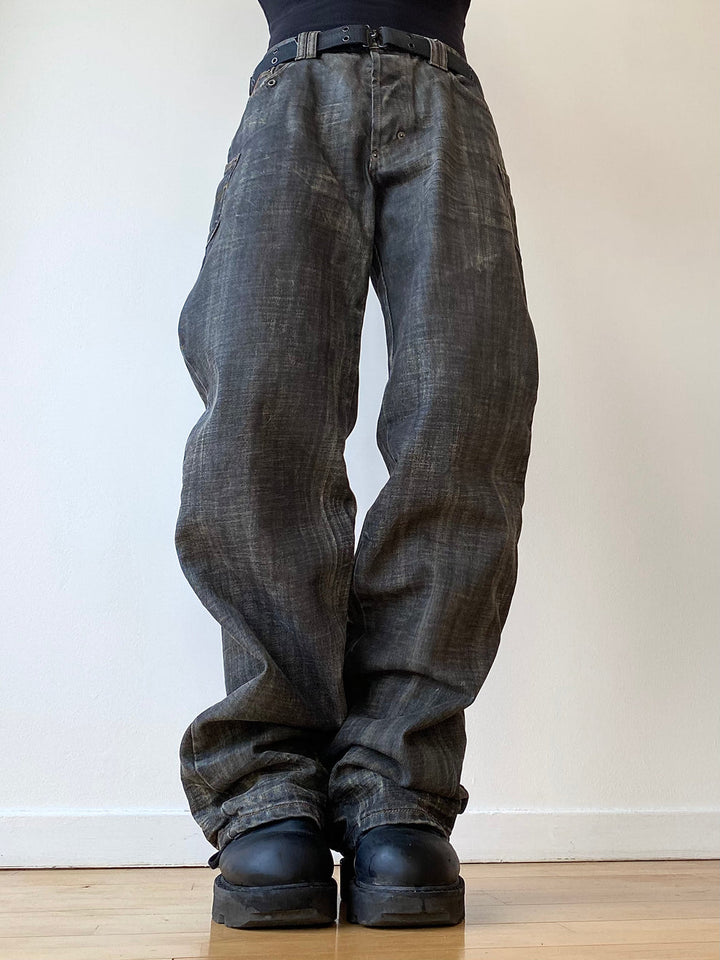 DOLCE&GABBANA AW2003 Grey Eroded Denim Jeans men’s S/M