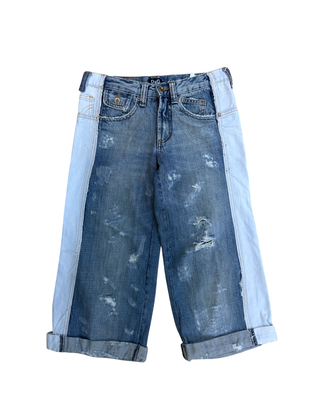 Dolce&Gabbana 2000s reconstructed distressed denim bermuda shorts