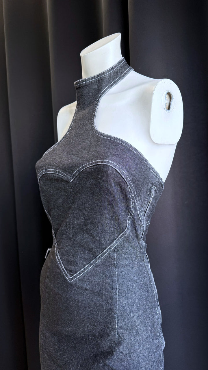Moschino Jeans 2000s heart-bodice denim mini dress