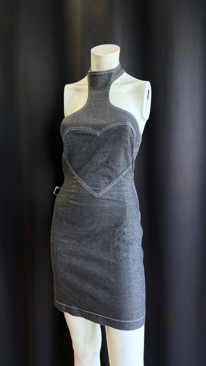 Moschino Jeans 2000s heart-bodice denim mini dress