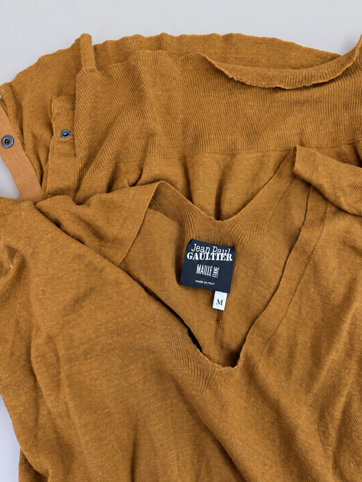 Jean Paul Gaultier vintage linen button detail dress