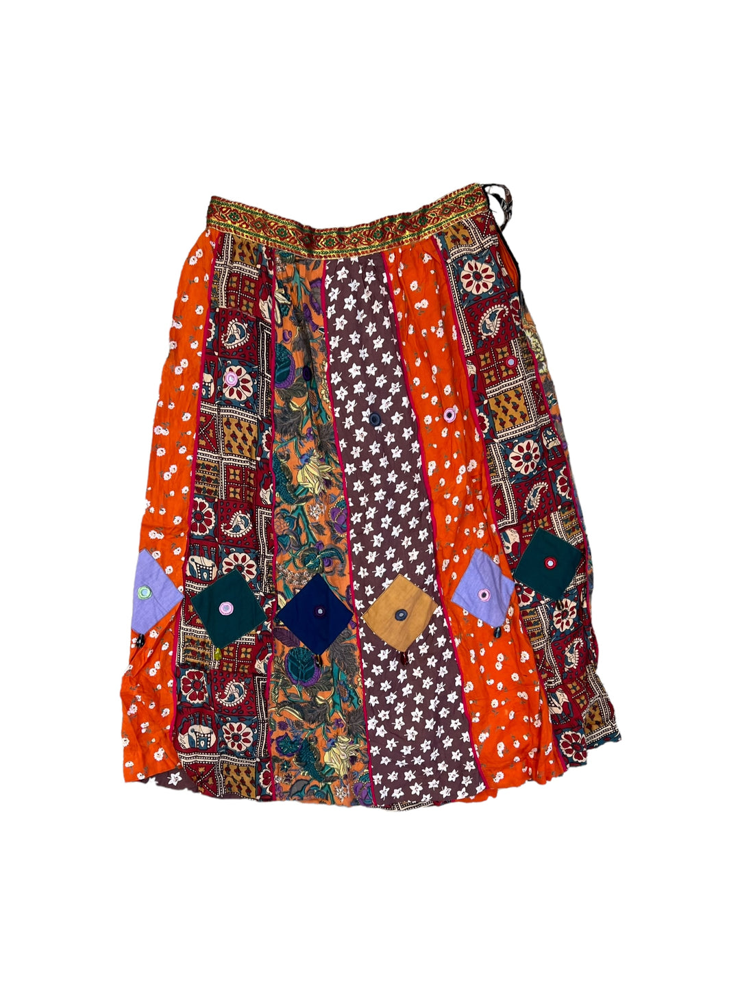 Vintage patchwork rayon skirt made in India women’s large