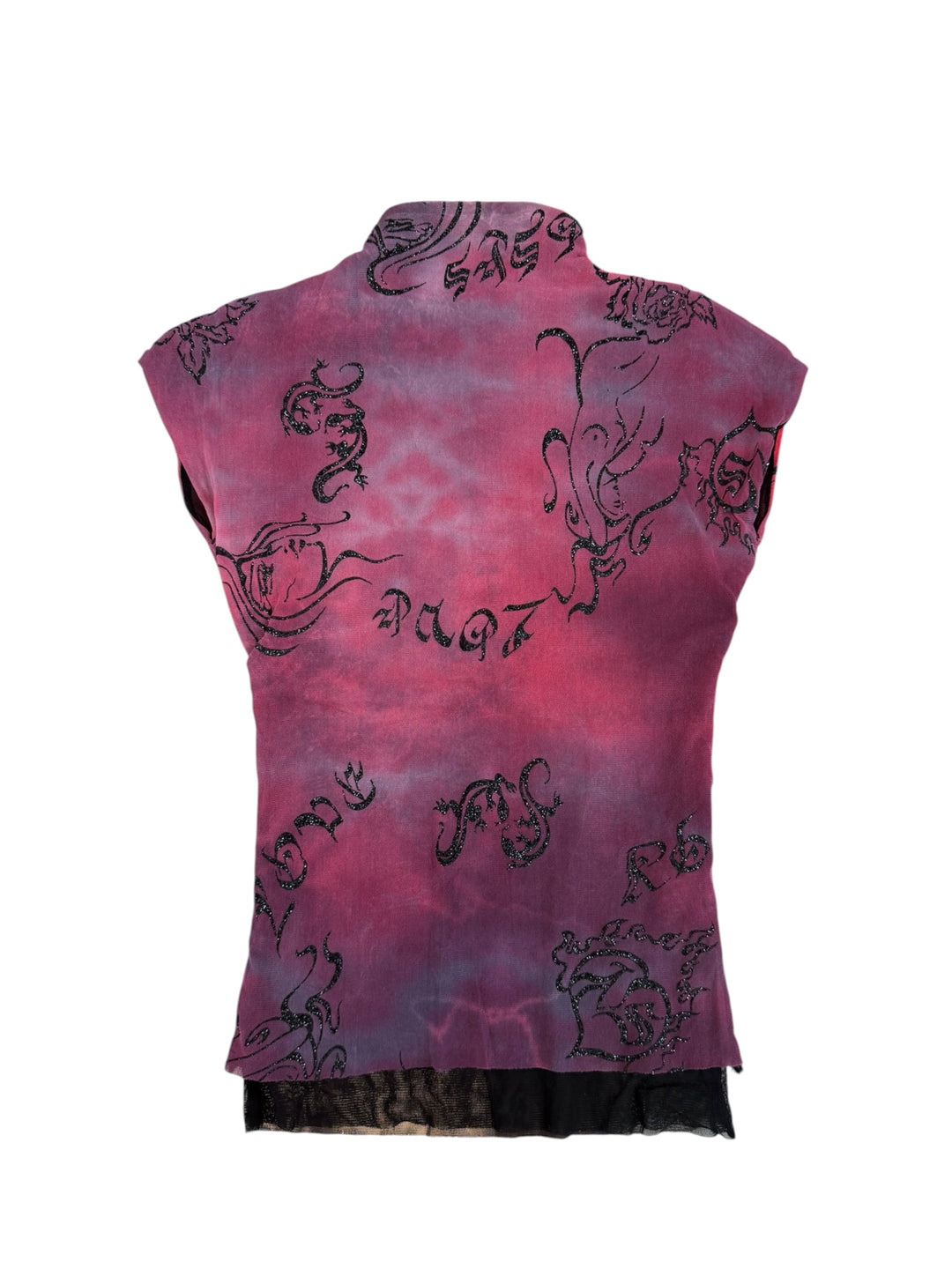 EXTYN pink mesh mock neck top