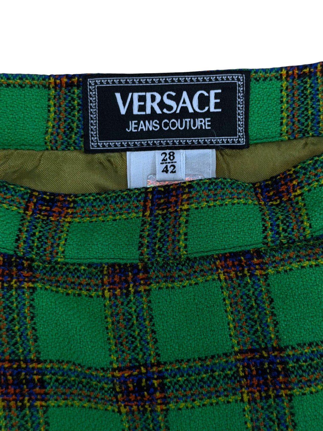 Versace Jeans Couture vintage green plaid mini skirt