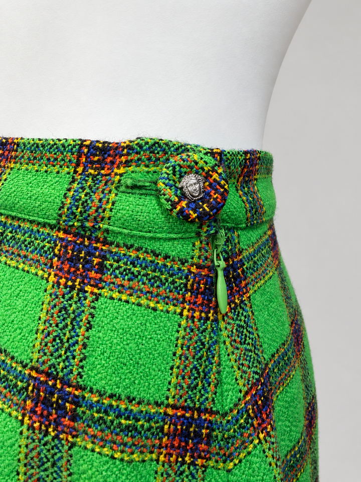Versace Jeans Couture vintage green plaid mini skirt