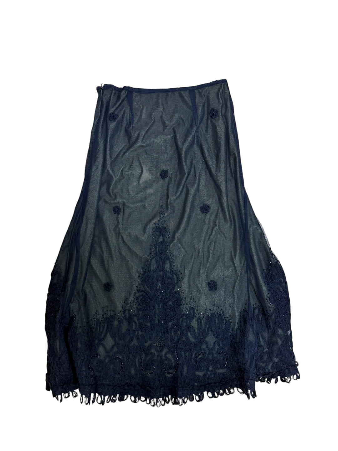 EXTYN vintage embroidered tulle midi skirt