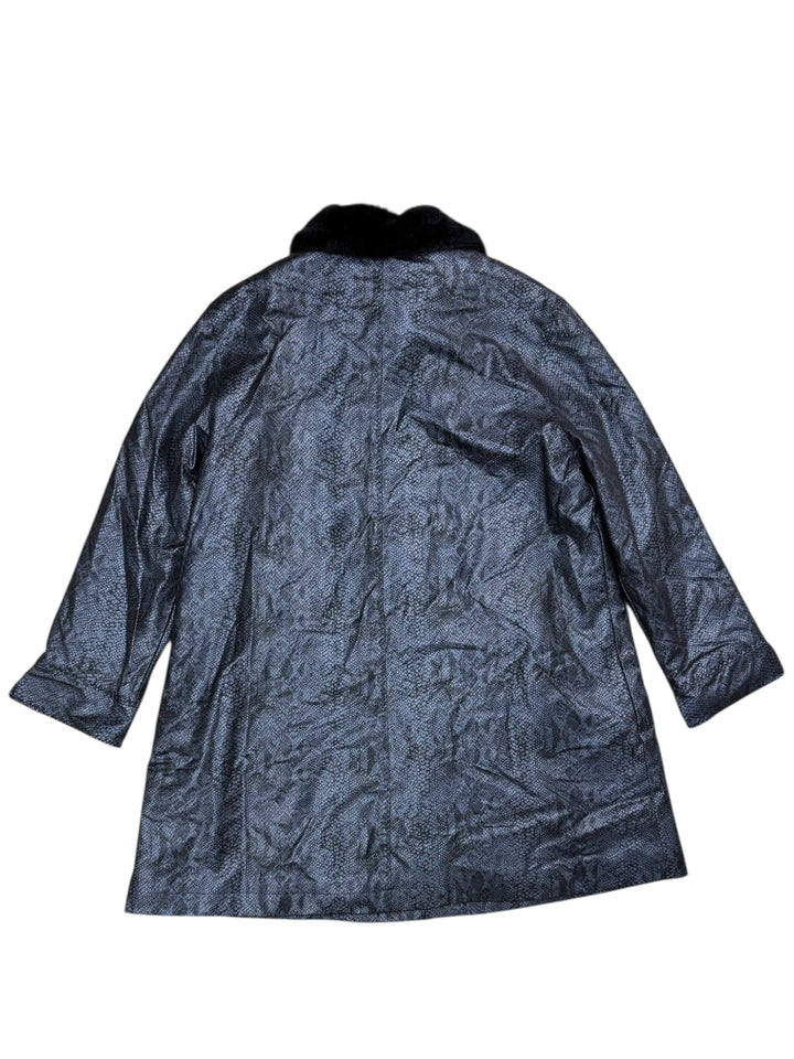 Yessica ‘Serpent Noir’ faux leather coat with fur collar women’s large