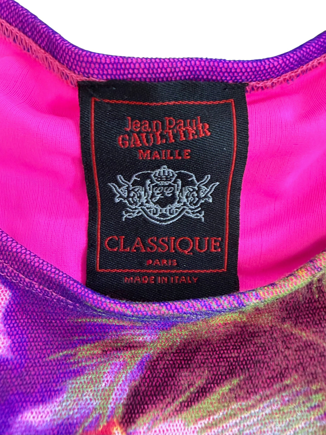 Jean Paul Gaultier 1997 Hindu Deity sheer mesh tank micro mini dress