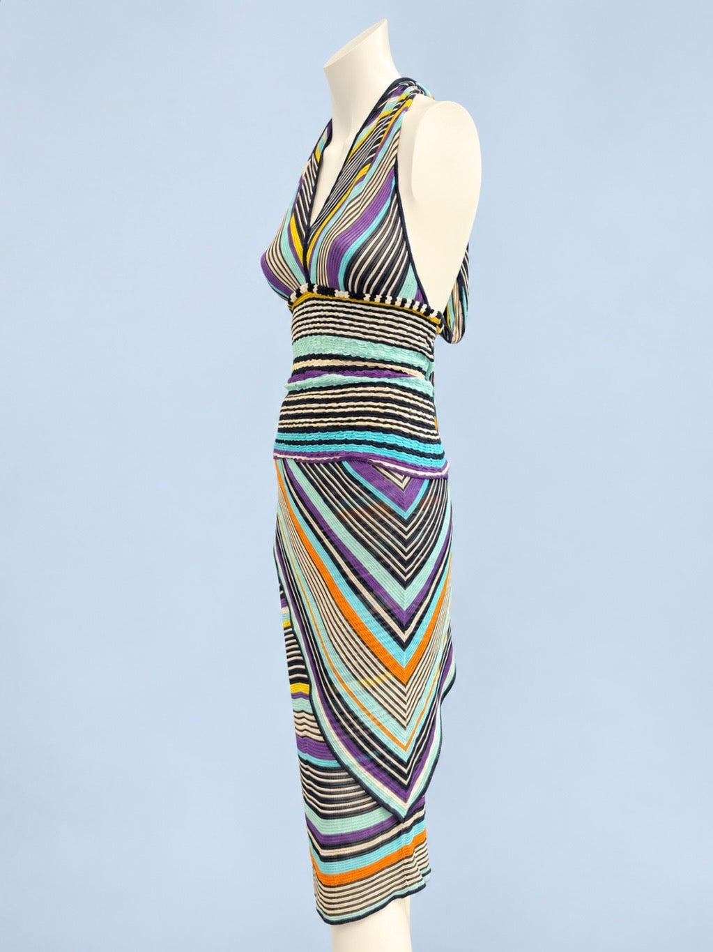 Missoni striped halter top and wrap skirt set