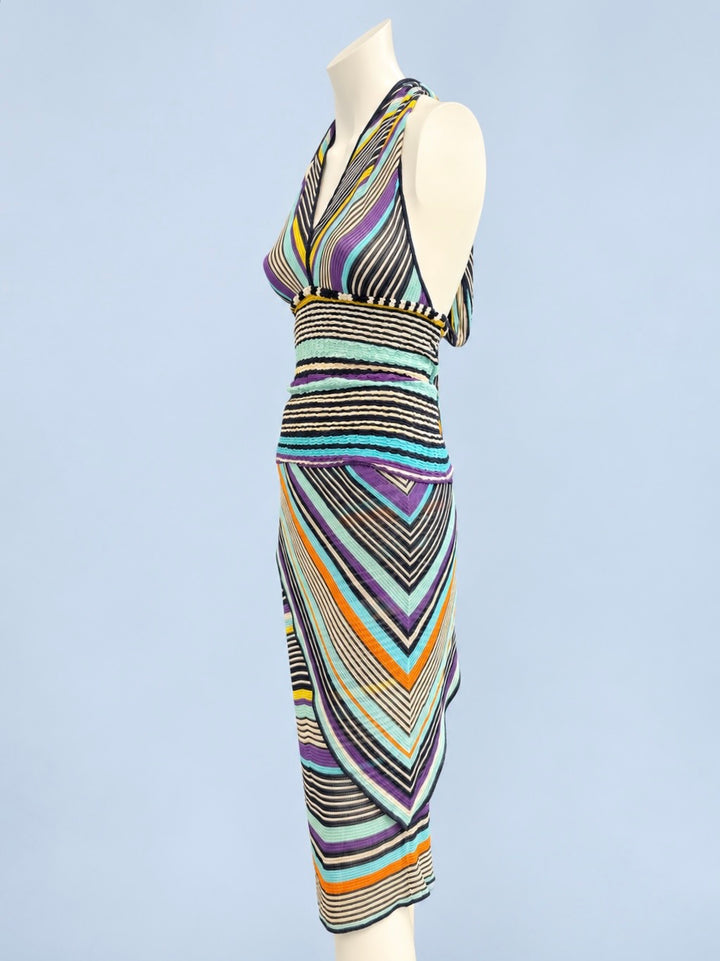 Missoni striped halter top and wrap skirt set