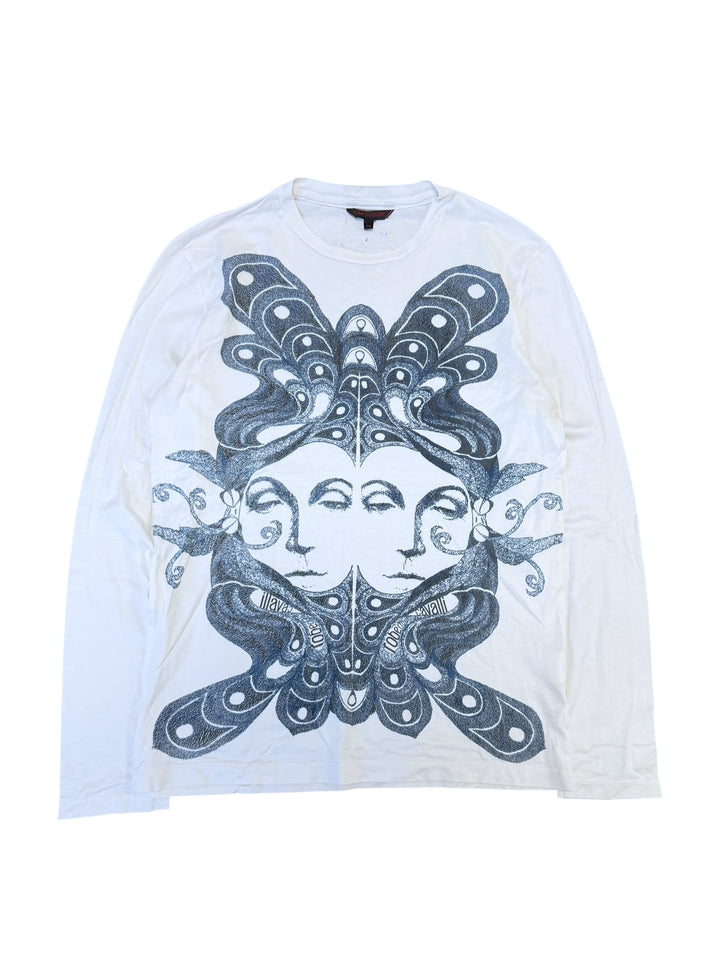 2000s Roberto Cavalli dual-face graphic long-sleeve top men’s extra small