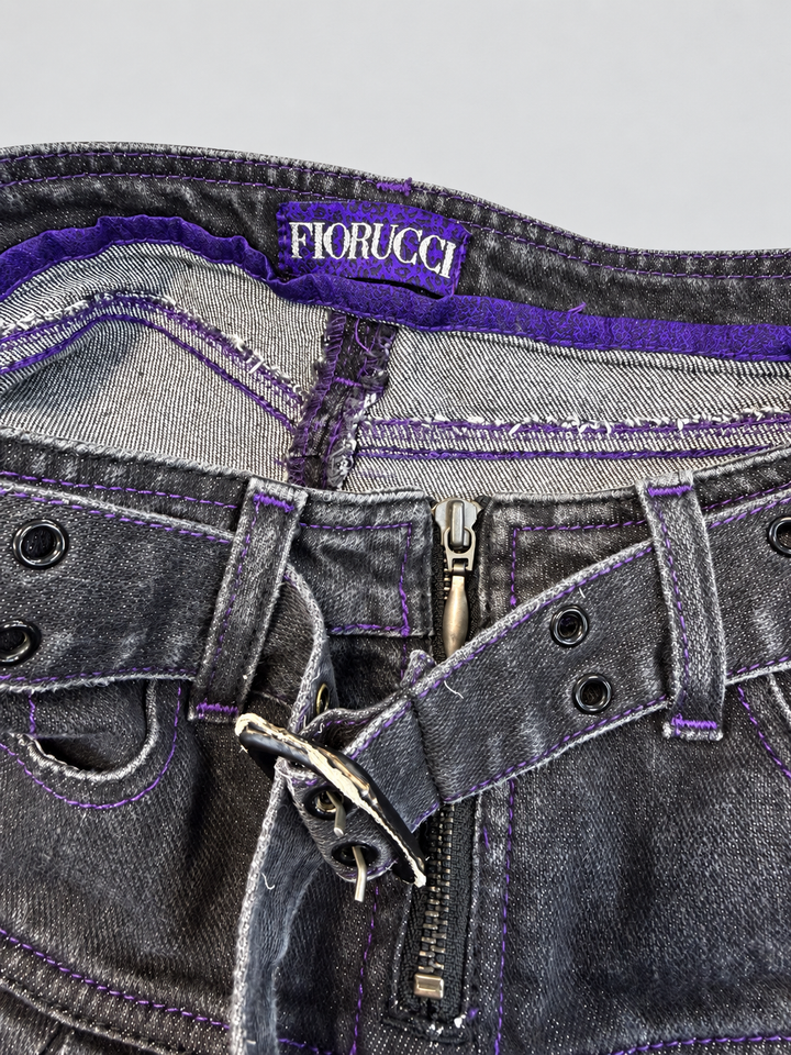 Fiorucci belted pleated denim mini skirt