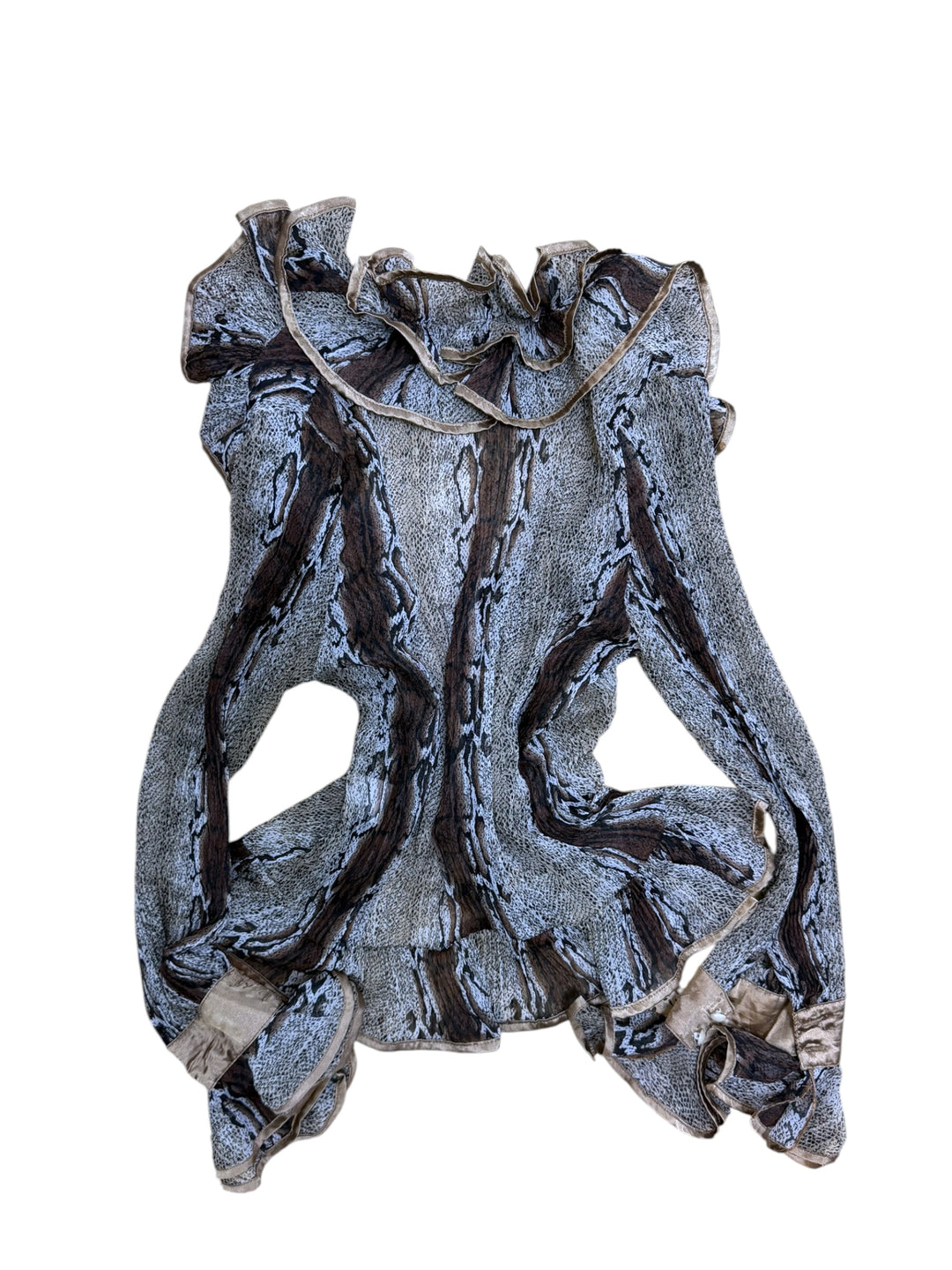 JDL Barcelona sheer ruffle blouse
