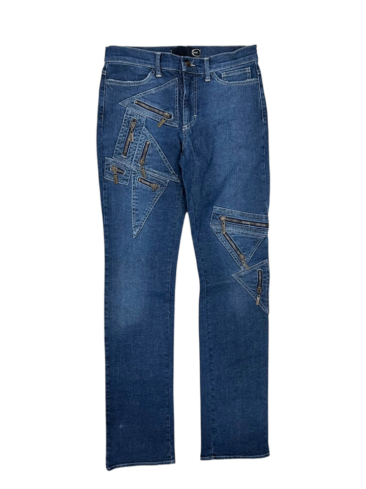 Just Cavalli SS2005 Geometrical Zipper Pockets Jeans Extra Small (eu32)