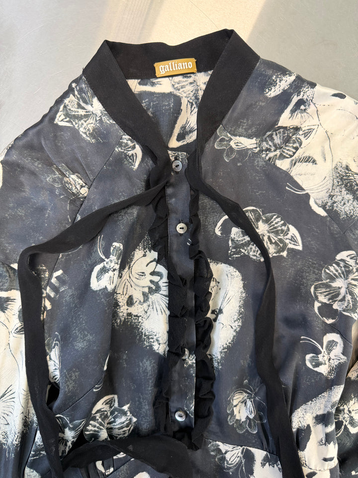 John Galliano silk abstract print dress