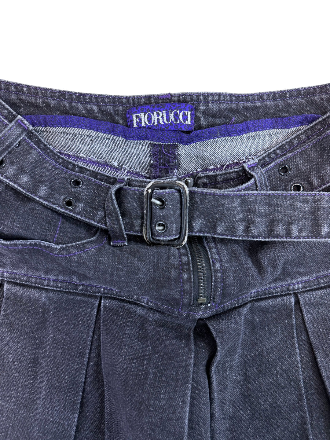 Fiorucci belted pleated denim mini skirt