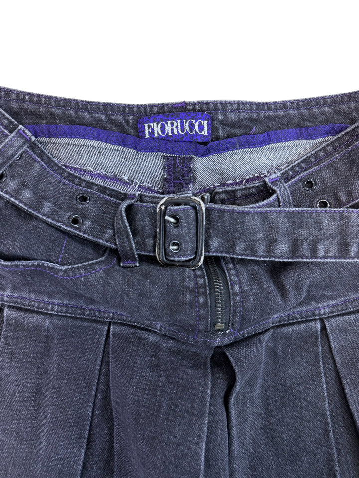 Fiorucci belted pleated denim mini skirt