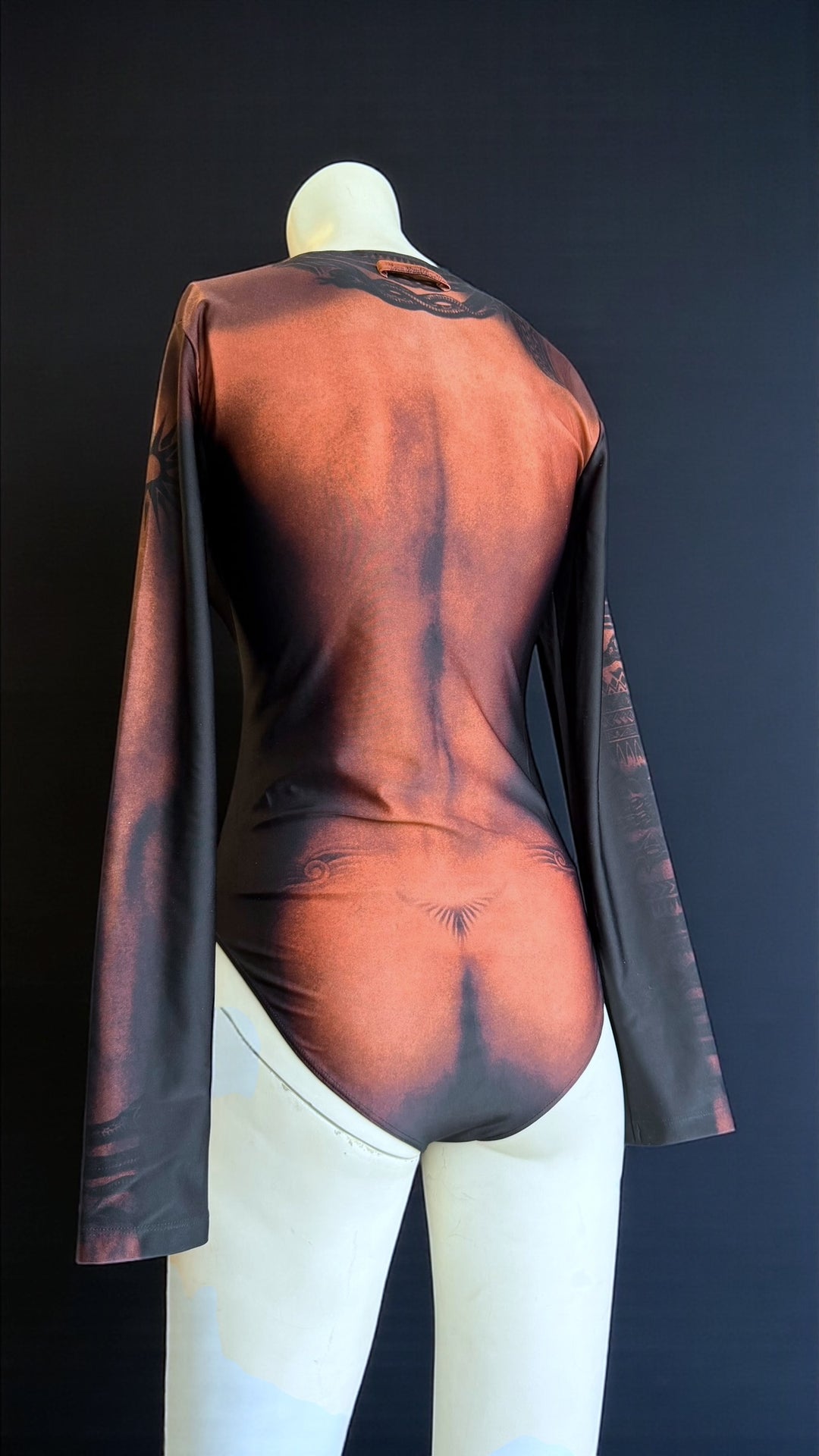 Jean Paul Gaultier tattoo print illusion bodysuit medium