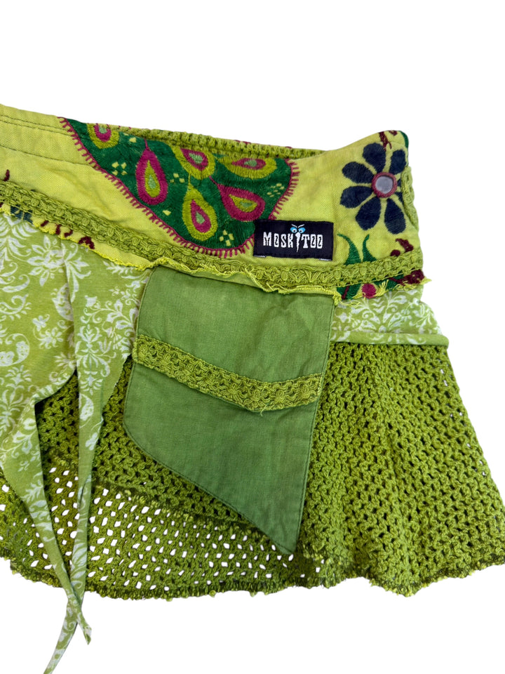 2000s crochet wrap mini skirt