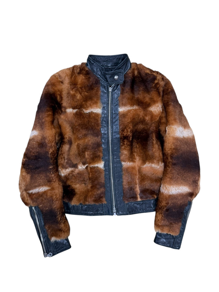 Vintage Rabbit & Fox Fur Leather Jacket Medium