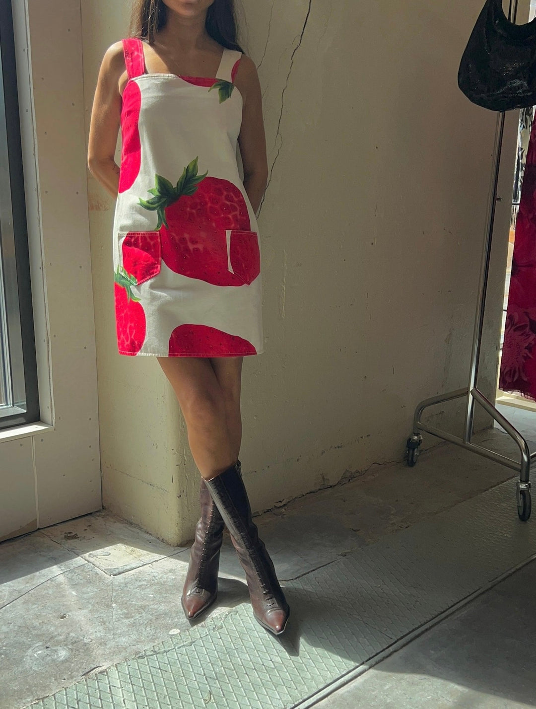 Dolce&Gabbana Vintage Strawberry Pinafore Mini Dress Extra Small