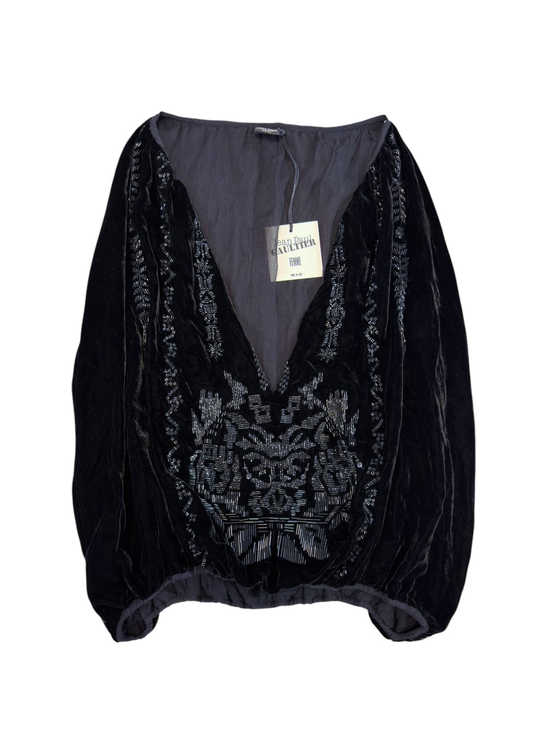 Jean Paul Gaultier Femme FW2006 deadstock beaded velvet blouse