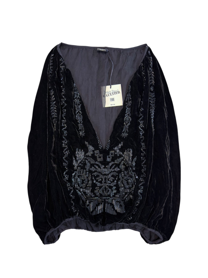 Jean Paul Gaultier Femme FW2006 deadstock beaded velvet blouse