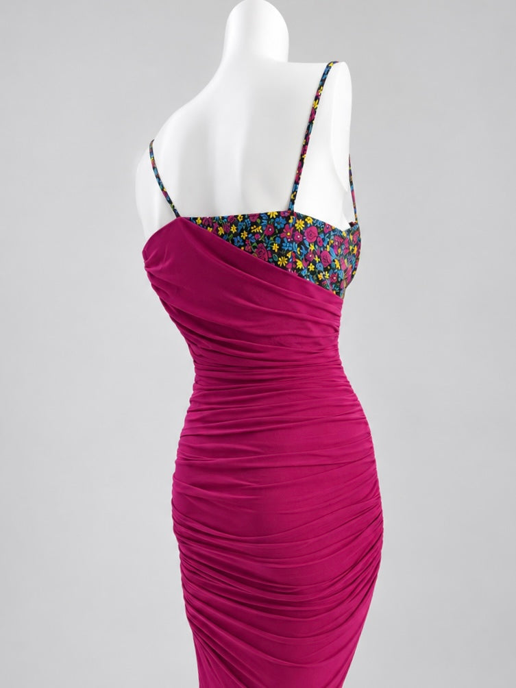Versus Versace floral bust ruched mesh dress