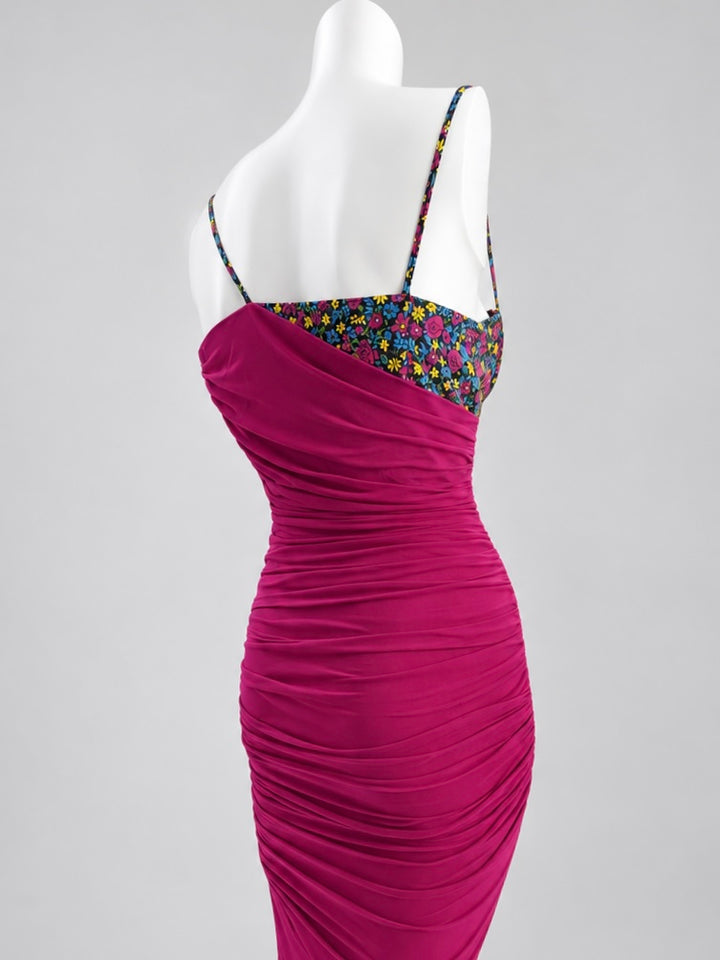 Versus Versace floral bust ruched mesh dress