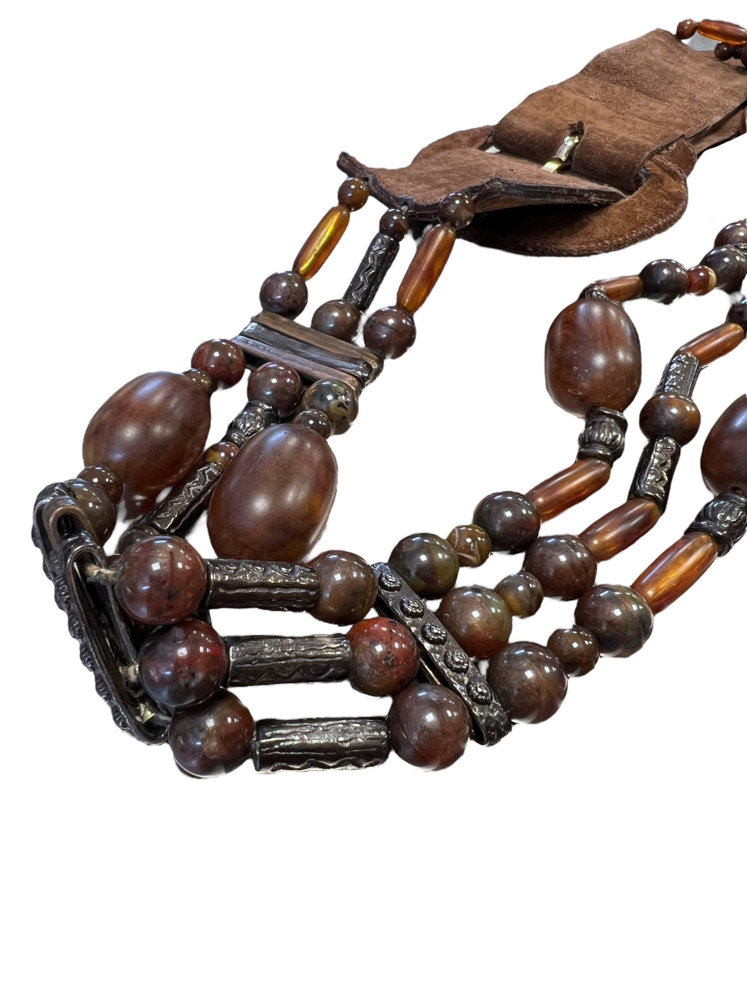Vintage Suede & Beaded Brown Belt