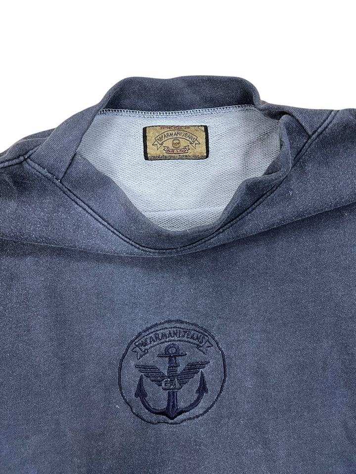 Armani Jeans Two-Tone Nautical Logo Long Sleeve Shirt Women's Large