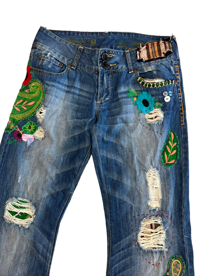 Desigual Mid Weist Patches Jeans Women’s Small(36)
