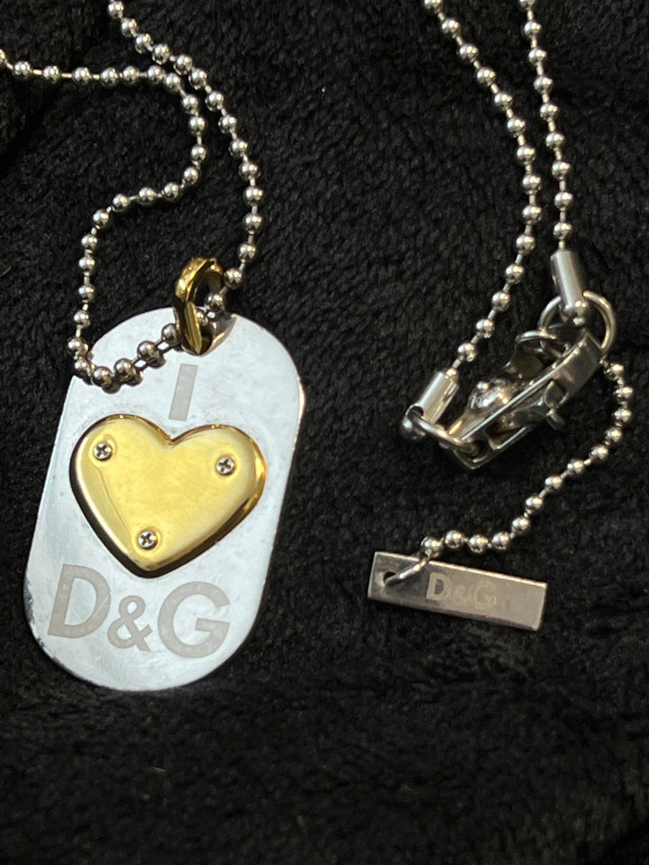 Dolce&Gabbana Necklace with Heart Pendant Silver with Gold