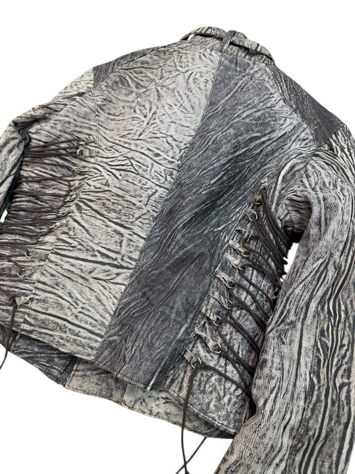 Vintage artisanal textured leather jacket extra small