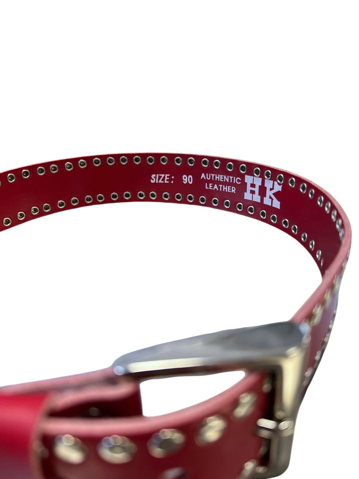 Vintage Red Studded Leather Belt