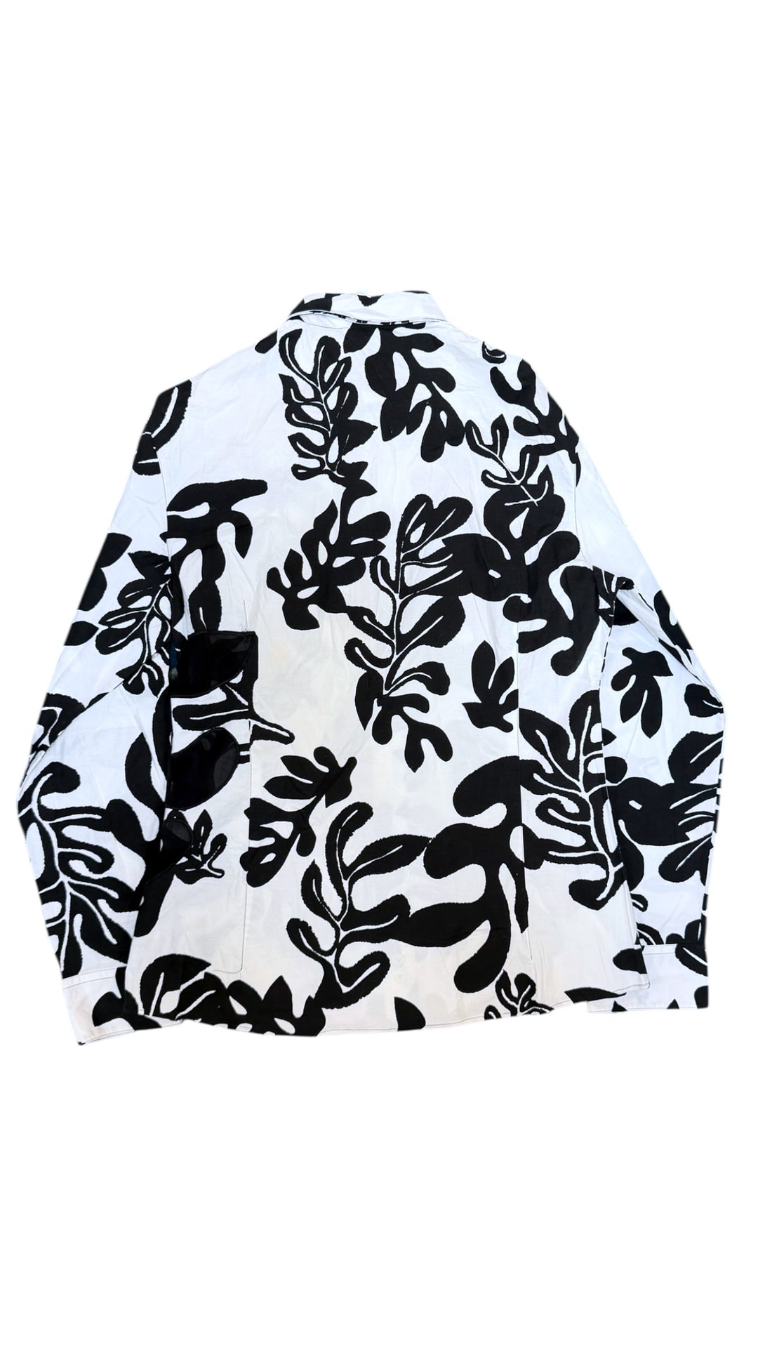 GF FERRÉ black & white abstract sheer shirt size XXL