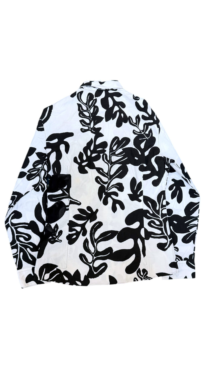 GF FERRÉ black & white abstract sheer shirt size XXL