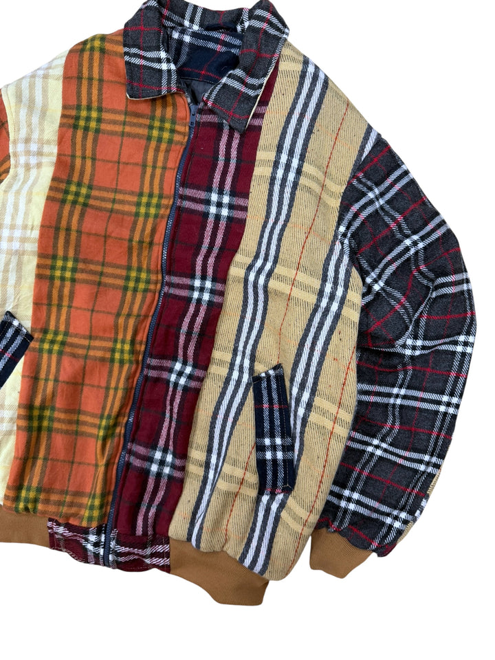 Reworked Tartan Patchwork Harrington Jacket Extra Large