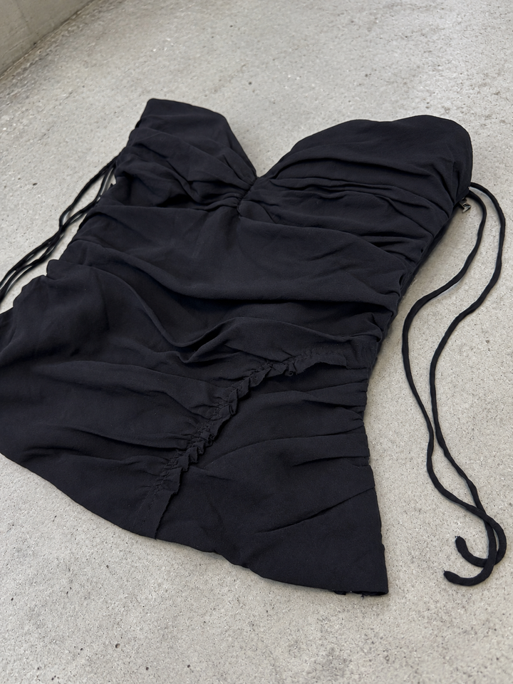 Prada black ruched silk top