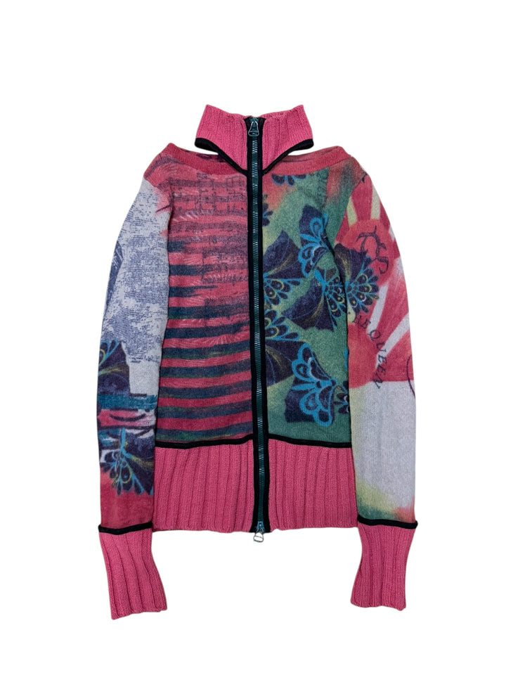 Save the Queen wool zip cardigan small