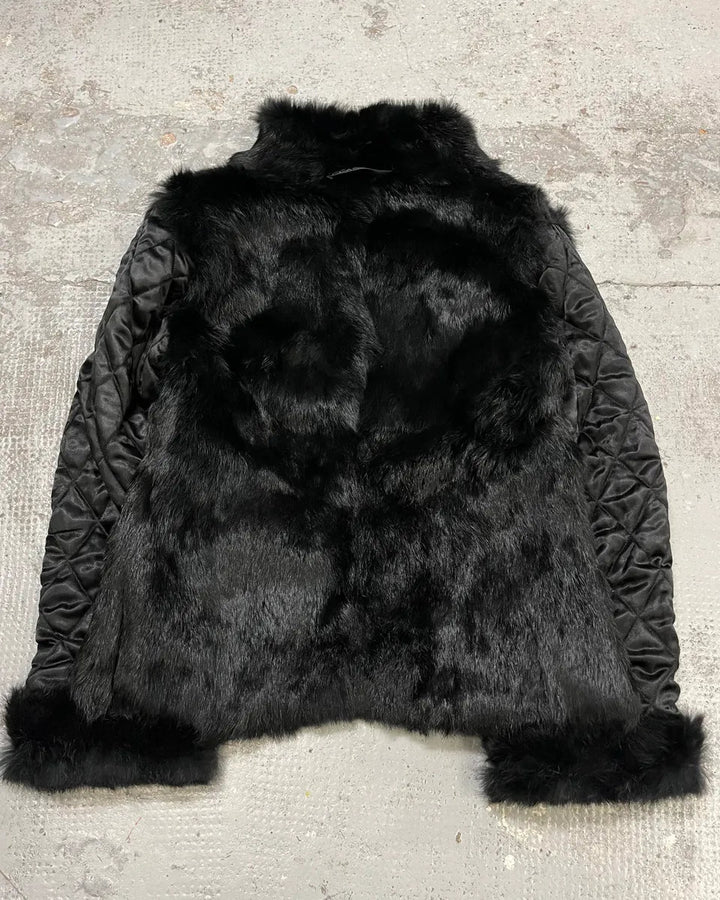 Roberto Cavalli 2000s reversible black fur puffer & ornament brown jacket