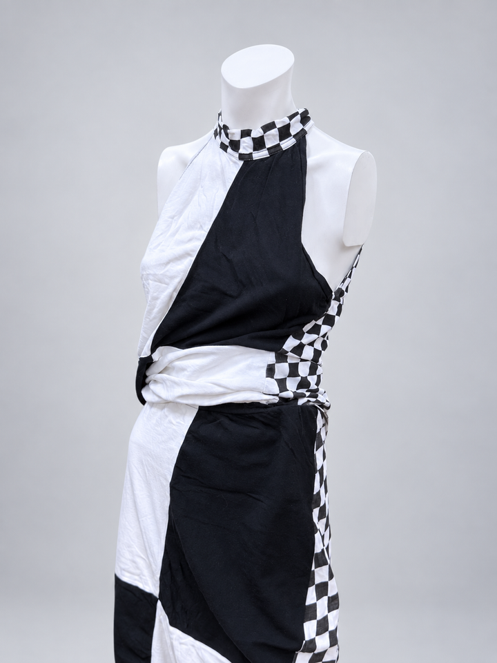 Rare Versace Jeans Couture checkerboard halter set