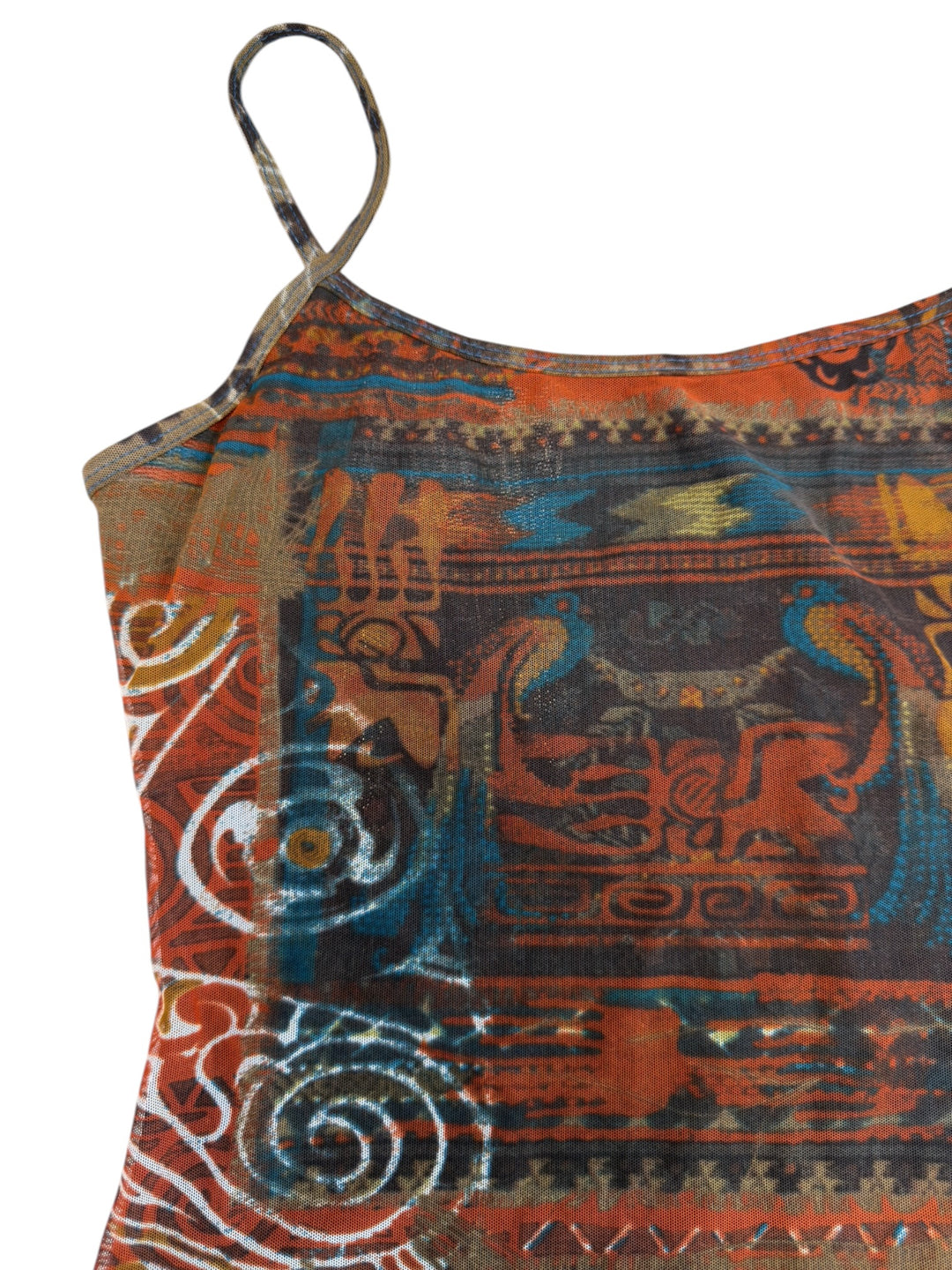 Save the Queen printed mesh camisole top