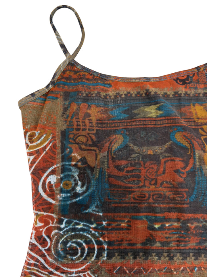 Save the Queen printed mesh camisole top